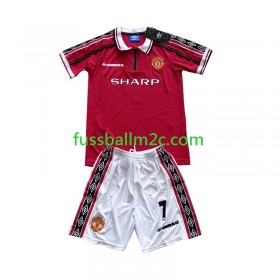 Fußballtrikots Manchester United Beckham 7 Retro Kinder Heim Trikotsatz 1998-1999